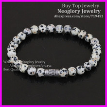 10pcs Mens Bracelet 6MM Dalmatian Stone Stone Beads Bracelet,Natural Gems Beads Yoga Bracelet 2024 - buy cheap