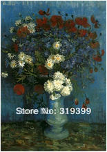 Oil Painting reproduction on linen canvas,Vase with Cornflowers and Poppies By Vincent Van Gogh ,100%handmade, Free DHL Shipping 2024 - buy cheap