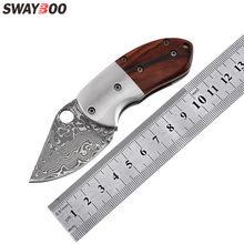 Cuchillo de bolsillo plegable Swayboo, cuchillo de acero de Damasco de gran dureza, mini cuchillo, sandalia, madera, cuchillo de unidad al aire libre, herramienta edc 2024 - compra barato