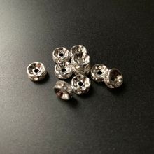 50pcs Crystal Rhinestone Spacer Beads 8mm Silver Color Iron Alloy Metal Rondelle Spacer Beads Connector Pendant Accessories 2024 - buy cheap