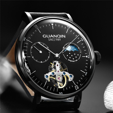 GUANQIN Tourbillon Men's Automatic Mechanical Watches Business Top Luxury Leather Waterproof Watch 2019 New Otomatik Mens Clock 2024 - buy cheap