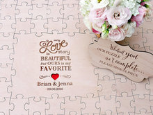 personalized initials date rustic puzzle wedding guest books Alternative Wooden guestbooks Reception party favors decorations 2024 - buy cheap