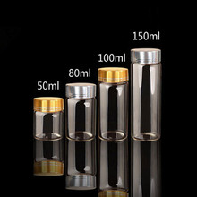 47mm Diameter Vial Scented Tea Candy Bottle Gold Silver Cap Transparent Vial 50ml 80ml 100ml 150ml Tubular Storage Glass Bottle 2024 - buy cheap