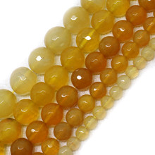 4-14mm Natural Round 128 Faceted Yellow Agates beads For Jewelry Making Beads Bracelets 15inch Needlework DIY Beads Trinket 2024 - buy cheap