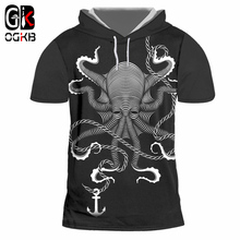 OGKB Summer Top Hooded Tshirt Printed Inkfish Marine Anchor 3D T-shirt Men/women's Hiphop Punk Style Short Sleeve Hoody Pullover 2024 - buy cheap