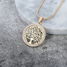 Hot Tree of Life Crystal Round Small Pendant Necklace Gold Silver Color Bijoux Collier Elegant Women Jewelry Gifts Dropshipping 2024 - купить недорого