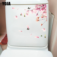 YOJA 22.5X22CM Floating Peach Petals Modern Art Wall Sticker Decal Home Bathroom Toilet Decor T1-1380 2024 - buy cheap