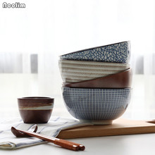 Cuenco de cerámica para Fideos, tazón de estilo japonés esmaltado, tazones grandes, Bol creativo para el hogar, Bol Retro, accesorios de vajilla 2024 - compra barato