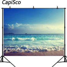 Capisco-fondos fotográficos personalizados de vinilo para estudio fotográfico, fondos de fotografía de verano, cielo azul, Mar, Playa, olas escénicas 2024 - compra barato