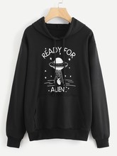 Толстовка с капюшоном ready for aliens, для женщин, унисекс, графический, hoody, модная одежда, хлопок, ufo, каваи, Осенние Топы, jumper hoody 2024 - купить недорого