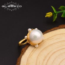 GLSEEVO Original Design Handmade Ring For Women Natural Freshwater Pearl Wedding Fine Jewelry anillos mujer GR0236 2024 - buy cheap