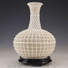 Requintado antigo chinês dehua porcelana branca artesanal grande vaso oco 2024 - compre barato