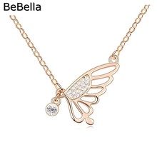 BeBella позолоченное ожерелье с подвеской в виде бабочки с чешским кристаллом для женщин и девушек, модные ювелирные изделия, подарок на Рождество и день рождения 2024 - купить недорого