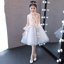 2018 Children Dress Pink Elegant Princess Girl Chinese Evening Dresses Piano Birthday Bell Sleeve Qipao Baby Kids Cheongsam Gown 2024 - buy cheap