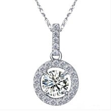 Awesome Round Cut Silver Diamond Pendant for Women Sterling Silver 925 Jewelry for Lady Platinum Plated Pendant Necklace 2024 - buy cheap