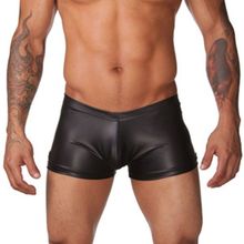 2017 Fashion Brand Men Sexy Leather Bulge Penis Pouch Long Boxers Underwear/Gay Male Funny Slip Shorts Panties Size S M L 2024 - buy cheap