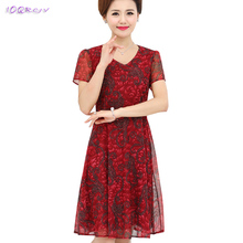 new fashion 2018 dress woman summer middle aged Lace elegant dress women female plus size Casual long women dress IOQRCJV T286 2024 - buy cheap