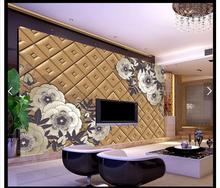 Customized 3d photo wallpaper 3d wall mural wallpaper Brown solid soft package of TV setting wall living room decoration 2024 - buy cheap