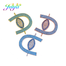 Juya Greek Eye Jewelry Accessories Colorful Stones Evil Eye 2 Loop Charm Connector For Jewelry Making Handmade Bracelet Necklace 2024 - buy cheap