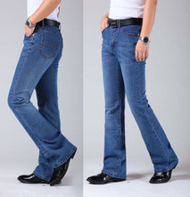 Мужские расклешенные джинсы с высокой талией, длинные расклешенные джинсы для мужчин, синие джинсы, Hommes, большие размеры 27-36 2024 - купить недорого