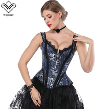 Wechery Victorian Vintage Corsets Slimming Waist Trainer Plus Size Womens Steampunk Floral Corselet Corset Bustier Lace Tops 2024 - buy cheap