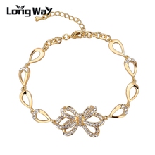 LongWay-pulseras de oro de lujo para mujer, pulsera de Color, cadena de lazo con cristales austriacos, joyería SBR140290 2024 - compra barato