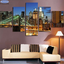 5D DIY Diamond Painting 5 Pieces City Buildings Light Night View Embroidery Full square drill Mosaic Cross-Stitch Wall Art Decor 2024 - buy cheap