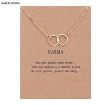 12pcs New Gold-color Karma Double Circle Alloy Chocker Pendant Short Necklace 2024 - buy cheap