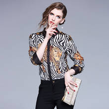 2019 Spring Ladies Blouses Brand Runway Designers Womens Tops and Blouses Elegant Long Sleeve Leopard Print Vintage Casual Shirt 2024 - buy cheap