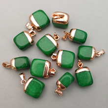 Colgantes y collares de piedra natural de jade malayo, joyería con Péndulo de punto, electrochapado, venta al por mayor, 12 Uds. 2024 - compra barato