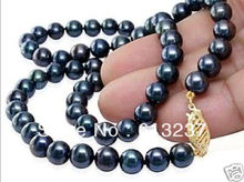 hot free Shipping new 2015 Fashion Style diy AAA 7-8mm Black Akoya Cultured Pearl Necklace 18" MY4534 2024 - buy cheap