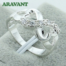 925 Jewelry Silver Plated Heart Zircon Rings For Women Wedding Fashion Jewelry 2024 - buy cheap