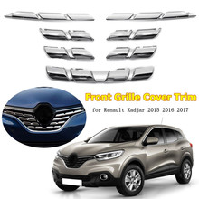 7x Car Front Grille Cover Trim Molding Chrome ABS Insert Bonnet Garnish Protector Sticker for Renault Kadjar 2015 2016 2017 2024 - buy cheap