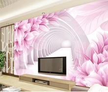 Custom 3d large murals wallpaper,Pink flowers papel de parede,hotel restaurant  living room sofa TV wall bedroom wallpaper 2024 - buy cheap