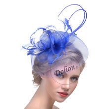 Lady British Fedoras Hat Girls Party Fascinator Horse Racing Feather Hat Bride Hair Accessory Net Yarn Hair Headwear  B-8296 2024 - buy cheap