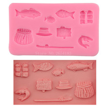 Fisherman Fishing Tool shape Silicone Fondant Soap 3D Cake Mold Cupcake Jelly Candy Chocolate Decoration Baking Moulds FQ2959 2024 - buy cheap