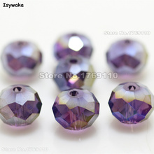 Isywaka-cuentas de cristal espaciador suelto redondas para fabricación de joyas, Color AB púrpura, 8x10mm, 70 Uds., Rondelle Austria 2024 - compra barato