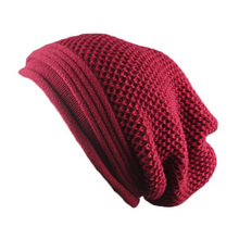 XEONGKVI Europe American Brand Pure Color Fold Knitted Caps Winter Wammer Skullies Beanies Acrylic Hats For Women And Men 2024 - buy cheap