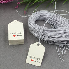 300Pcs/Lot DIY White Printed Handmade With Love Paper 3x2cm Hanging Tags For Special Festival Gifts Note Label Tags With Strings 2024 - buy cheap