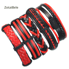 ZotatBele 5 шт. кожаные браслеты и браслеты мужские ювелирные изделия Модные Многослойные браслеты для женщин подарок на день рождения Браслет-манжета X21 2024 - купить недорого
