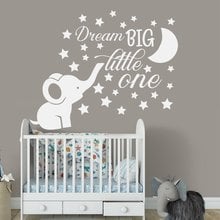 Elephant Nursery Wall Decal Baby Boy Room Decor Dream Big Little One Quote Wall Vinyl Stickers Moon and Stars Decals Kids D885 2024 - buy cheap