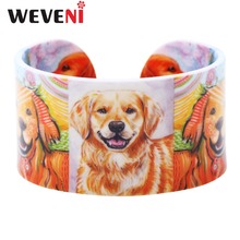 WEVENI Original Acrylic Wide Golden Retriever Bangles Bracelet For Women New Fashion Animal Jewelry Accessories Drop Shipping 2024 - buy cheap