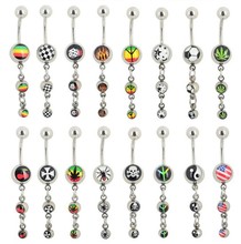 Surgical Steel Dangle Navel Belly Button Bar Barbell Ball Ring Body Piercing New 2024 - buy cheap
