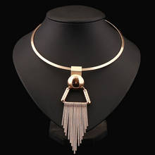2016 Charm Choker Necklaces Femme Bijoux Metal Long Tassel Statement Bib Collar Necklace Fashion Jewelry for Women Accessories 2024 - buy cheap
