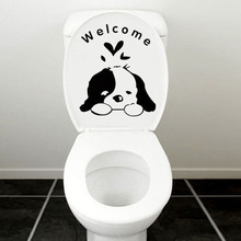 1PCS Black Lovely Dog Toilet Sticker Cartoon Waterproof Wall Sticker Home Decorative Wall Stickers Remove For Bathroom Sticker 2024 - buy cheap