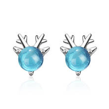 New Personality Blue Elk Simple Antle Silver Plated Jewelry Fashion Cute Deer Simple Crystal Women Stud Earrings  XZE293 2024 - buy cheap