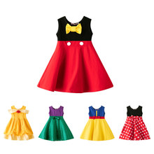 Одежда для маленьких девочек платье принцессы Белоснежки детская одежда Белль платье Минни платья для дня рождения костюм на Хэллоуин От 3 до 8 лет 2024 - купить недорого