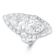 Элегантные креативные кольца с резным цветком, мужское серебряное покрытие, модное ювелирное изделие овальной формы, Женское кольцо для пальцев Anillos Hombre Elegante 2024 - купить недорого