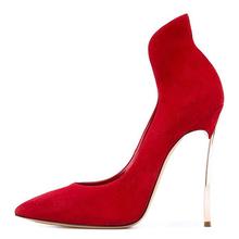 Пикантные офисные красные туфли на тонком металлическом каблуке; женские туфли-лодочки; модные туфли на высоком каблуке 12 см; женские свадебные модельные туфли с острым носком 2024 - купить недорого