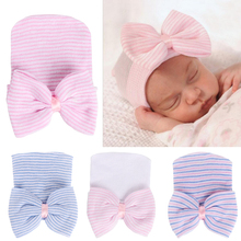 baby hat Newborn 0-3M Toddler Baby Warm Hat Striped Caps Soft Hospital Girls Hats Bow Beanies for Newborn Send Earring as gift 2024 - buy cheap